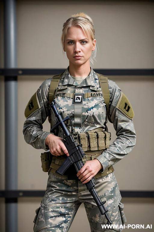 short haired military outfit woman no weapon military base bedroom no accessories - #main