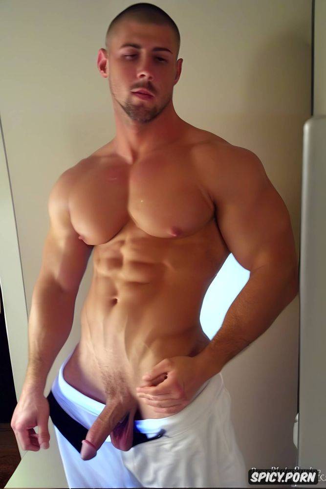huge pecs, erect penis, full body, man, seductive pose, buzzcut - #main