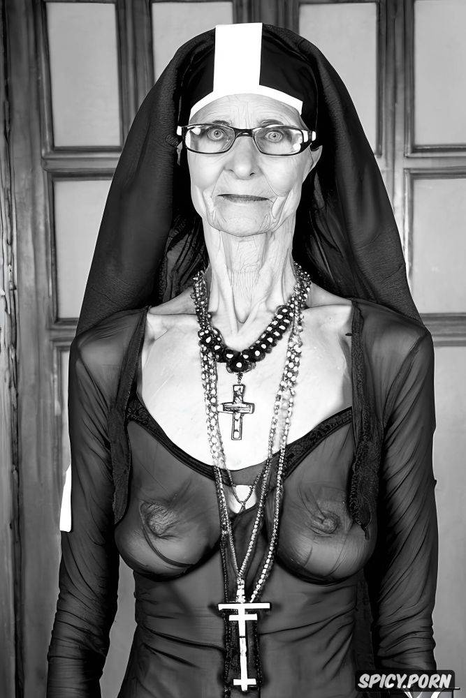 nuns, detailed face, loose flat tits, glasses, fingers in pussy - #main