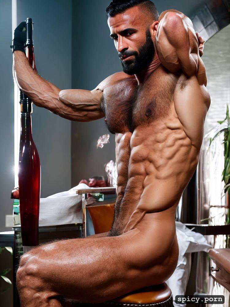 hairy armpits, man, arab, bald, guy, gorgeus perfect face, arms up - #main