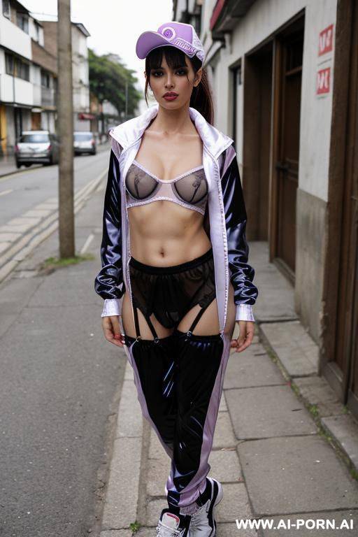 transwoman with erected penis in transparent lingerie, boobs, erection - #main