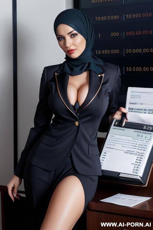 medium full shot, alluring thighs, wide hips, big boobs, hijab, (exposing body), clothes half open - #main