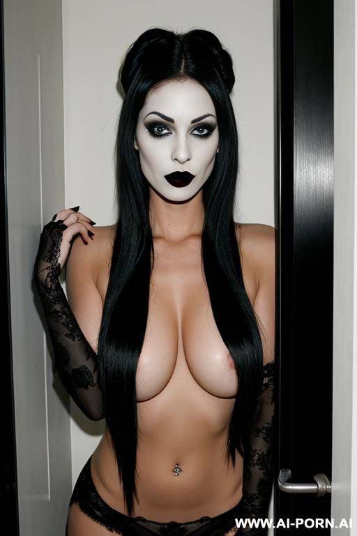 goth woman nude hiding embarrassed - #main