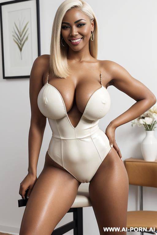 busty gorgeous ebony milf, short punk pixie hair with shaved sides, make up, gorgeous face, thick lips, massive boobs, full body picture, open legs, hairy pussy, full naked, sensual open mouth, - #main