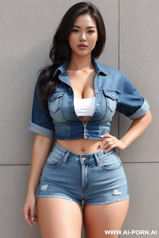 wide hips, sportswear, denim short - #main