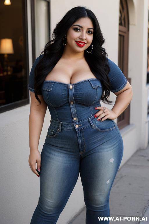 extra thicc, hourglass shaped latina, mexican, , rocker woman, wide hips, eating ice cream - #main