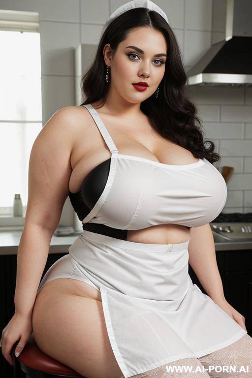 (masterpiece), bbw, super plump, very rotund, wearing tight apron, best quality, expressive eyes, perfect face, stunning, (((beautiful face))), ((massive natural saggy breasts)), skin indentation, very - #main