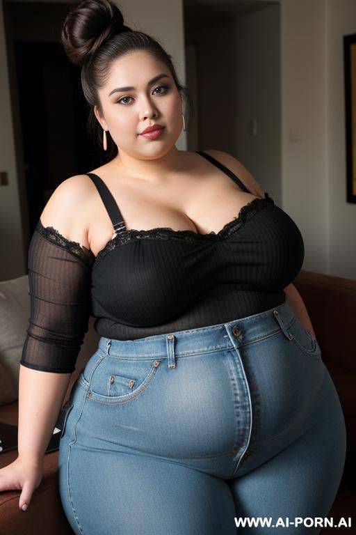 supermodel, gorgeous woman , pear shaped body, very plump, extra thicc, very wide hips, plays guitar, musician, rotund, fat woman - #main