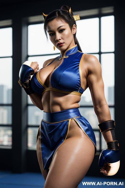 ebony, high waist thong , boxing gloves, big tits, thick thighs, ass, - #main