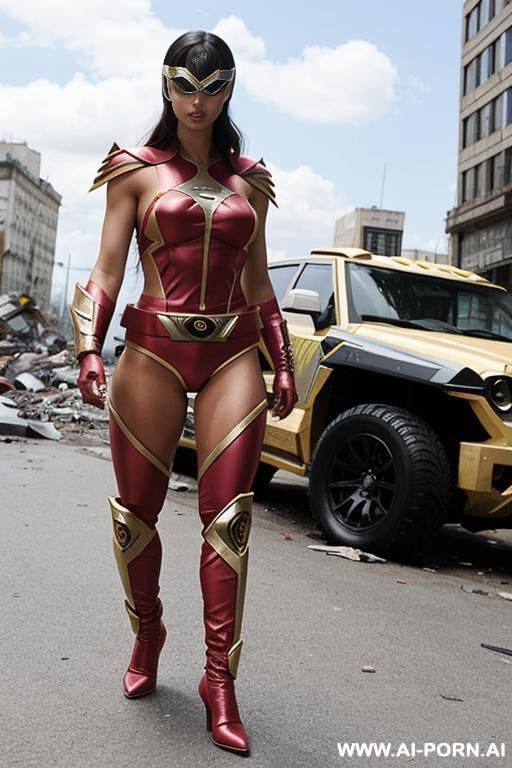 (torn power ranger costume) (ruined city) - #main