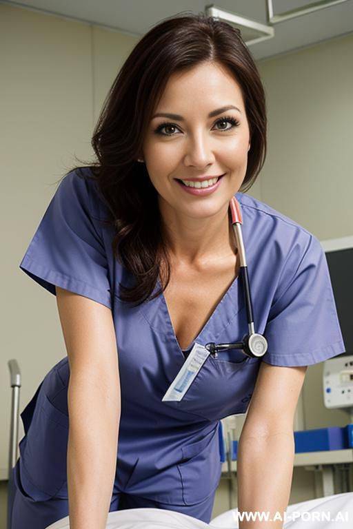 (closeup) (bending down) (happy) (hospital) (nurse) (scrubs) - #main