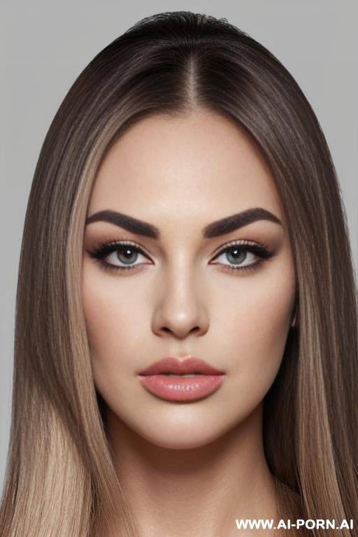 face view only. pouting lips, blonde straight hair, chubby rectanglar face, square jaw, dark eye shw and eyebrows. long nose. big eyelashes. straight, eyebrows. looking straight at the camera. - #main