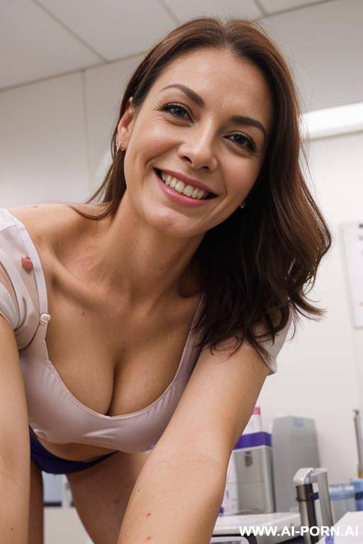 (nurse) (exam room) (scrubs) (bending down) (close up) - #main