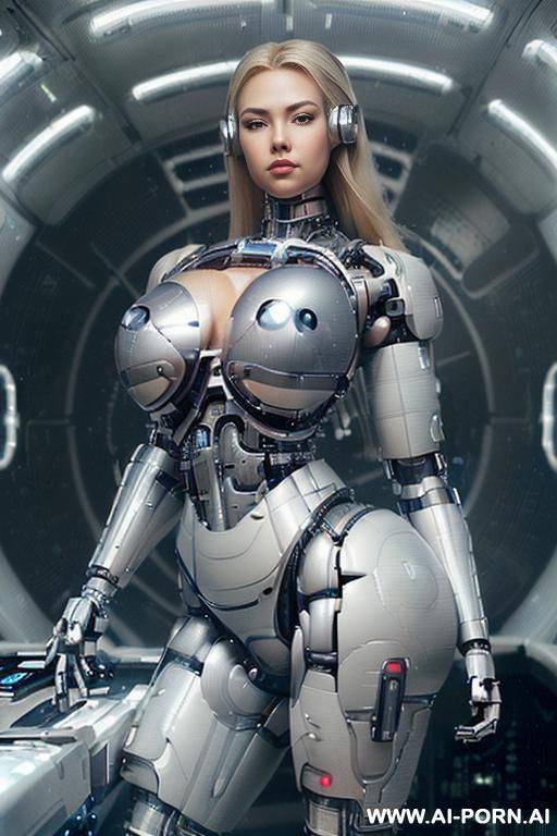(((super realistic))) ((front view)) (((beautiful cyborg woman))) (((super cyborg woman))) ((chinese)) ((blonde)) ((long hair)) (((perfectly beautiful face, sexy plump lips))) (((huge expressive sexy eyes))) - #main