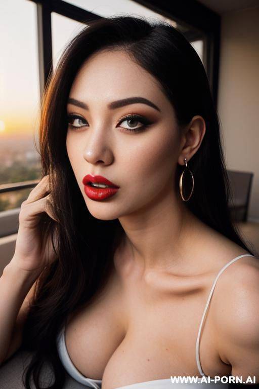(ahegao) (((gorgeous model))) (((full lips))) (hoop earrings) (((hourglass figure))) (((long flowing hair))) ((very pretty face)) - #main