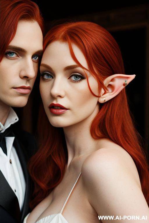 redhead, female, elf ears, eye monocle - #main