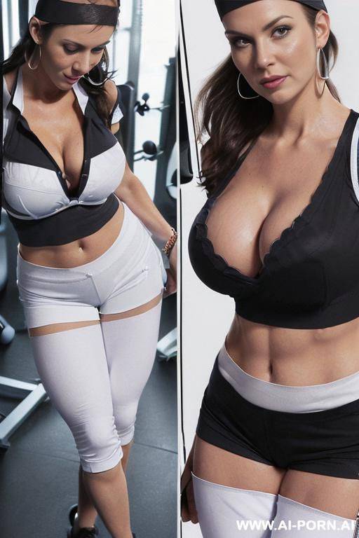 ((((keep the same clothes)))) ((((keep the same face)))) ((((level shot from above)))) (((( using in the gym lat machine)))) ((((headband)))) pretty excited face of italian wife full lips smiling - #main