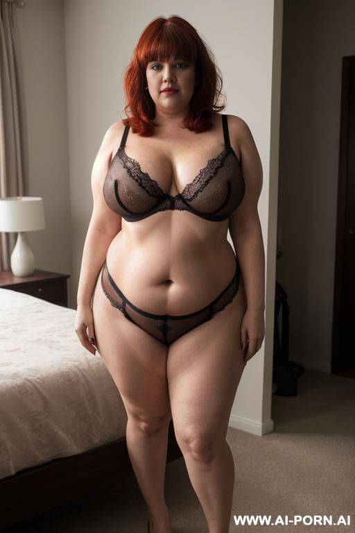 chubby woman, full body, standing, long with bangs, triangular hips, thick thighs, hands on hips - #main