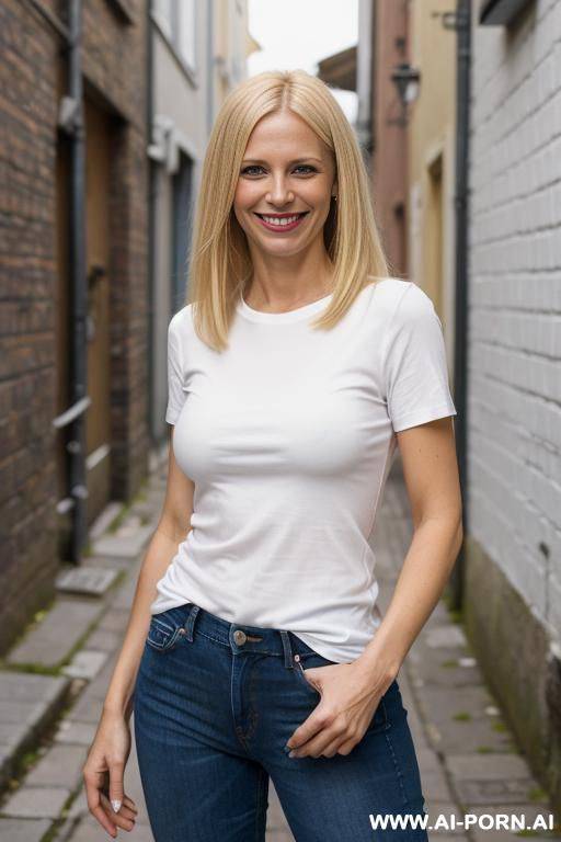 standing, t-shirt, jeans, face - #main
