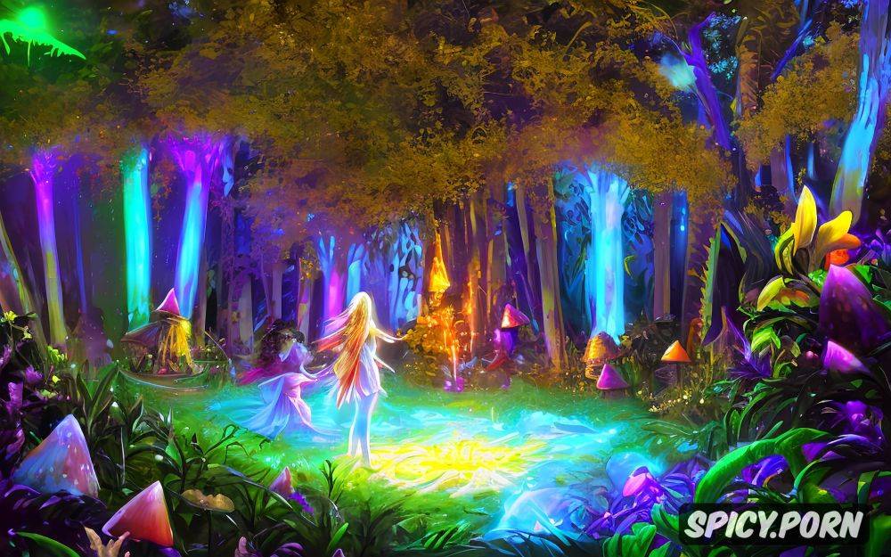 hiqh quality picture, beautiful colors, magic mushrooms glowing in the dark - #main
