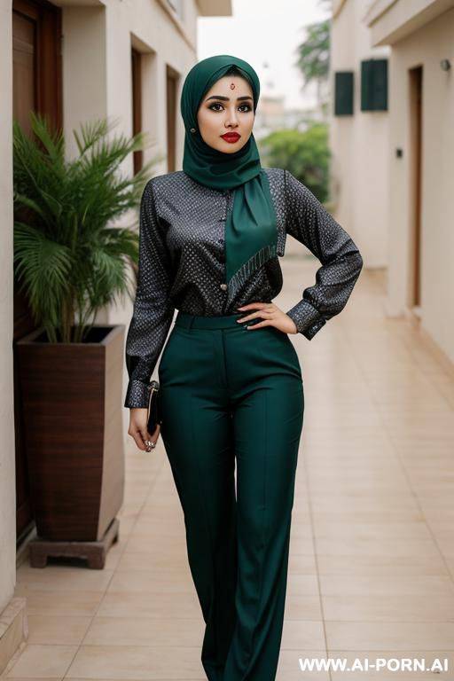 pakistani, headscarf, long-sleeve shirt, trousers - #main