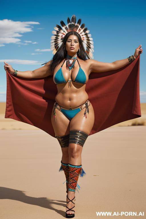 thick and sexy native american women with repeater rifle and shaman bikini - #main