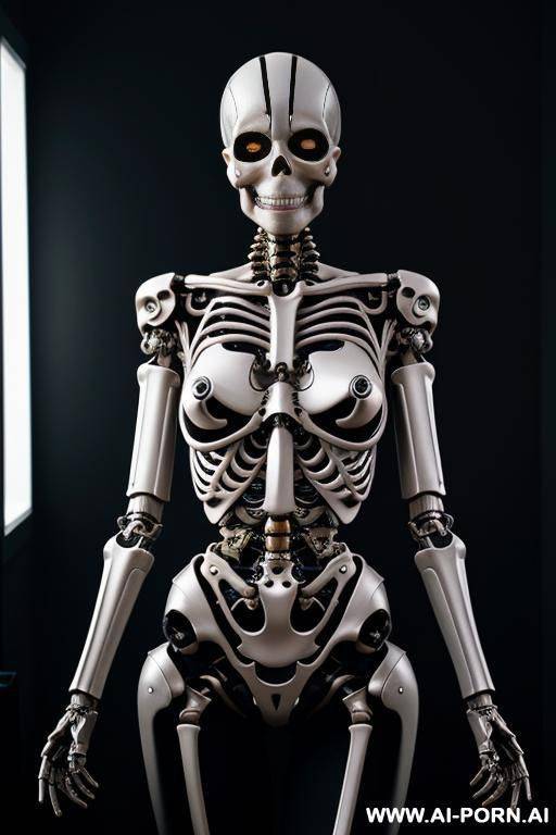 skeleton cyborg droid putting on skin clothes - #main