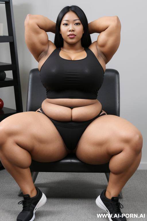 媚黑人妻, massive huge fat big obese bulked up thighs, stretching - #main