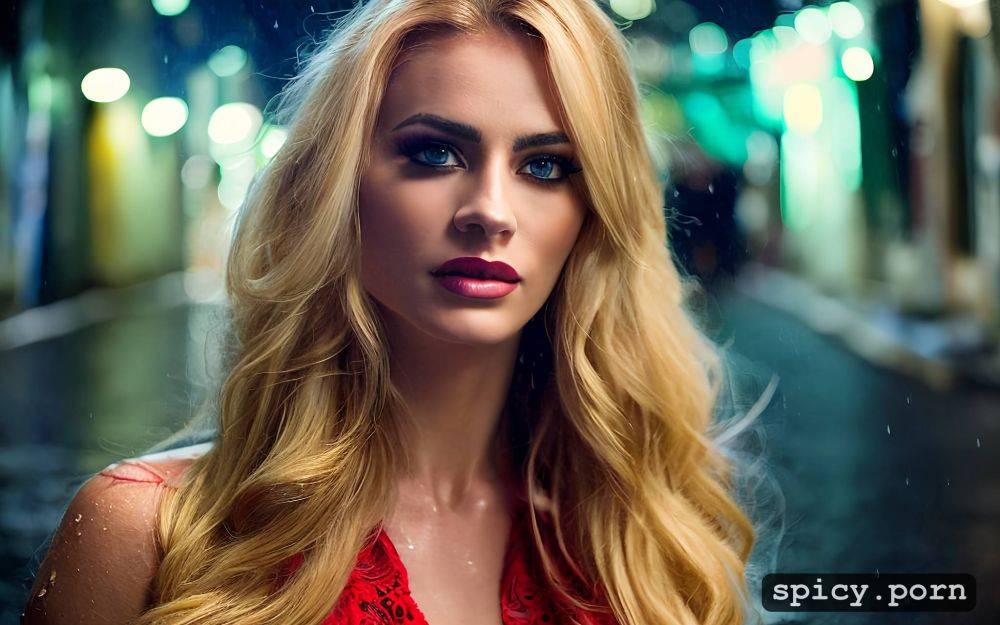 revealing dress, cinematic, gorgeous face, medium long blonde wavy hair - #main