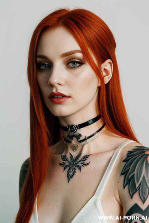 (emo) (choker) (tattoos) (long hair) (white background) (depth of field) (look into camera) - #main
