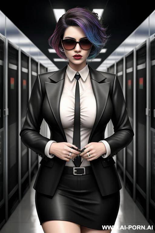 nerdy woman in a data center - #main