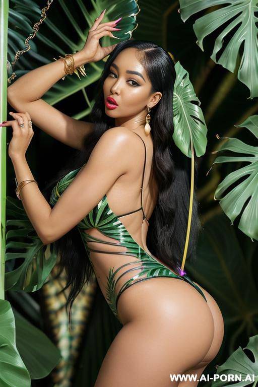 raised eyebrows ((ass shot)) (((raised eyebrows))) (ahegao) (((gorgeous model))) (((full lips))) (hoop earrings) (((hourglass figure))) (((long flowing hair))) ((very pretty face)) - #main