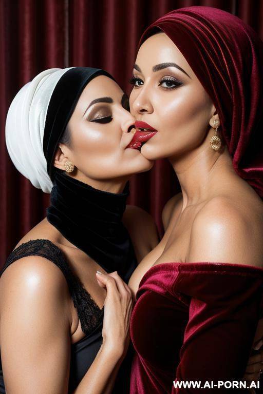 two granny arabic nude with velvet hijab kissing - #main