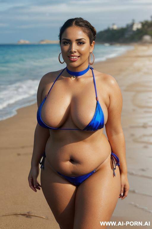 (fat latina babe), (obese), (( plump pear shaped body)), perfect face, (natural saggy low hanging medium sized boobs), (micro-sized areolas), seductive wicked smile, alluring, eye contact, mascara, - #main