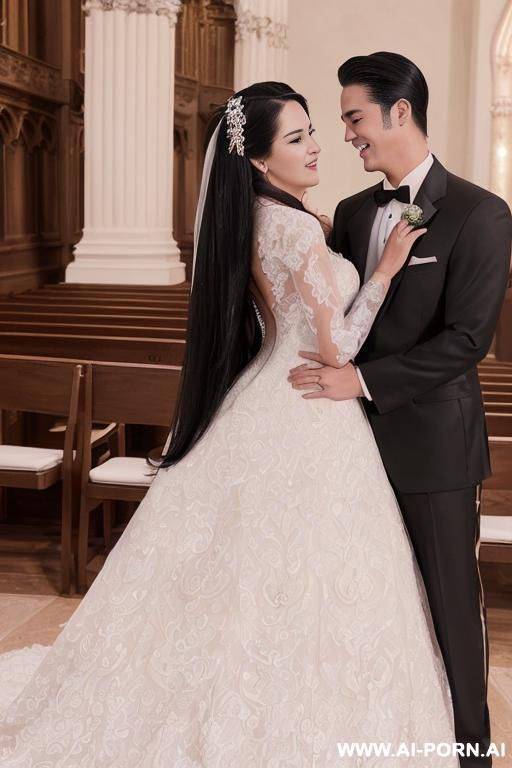 ((((douglas and regina)))) ((((couple portrait)))) ((((high quality picture)))) ((((handsome groom and dazzling bride)))) ((a woman with long straight black hair)) ((my faithful dream girlfriend)), ((((gigantic cleavage)))) - #main