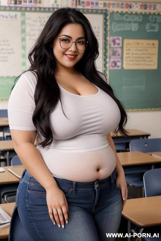 fair boobs, massive curved hips, alluring thighs, rocker outfit, very wide figure, long hair, tight white shirt, holding potion - #main