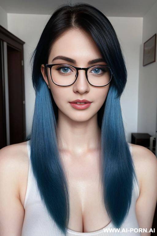 (thick rimmed glasses) ( skin) (long hair) - #main