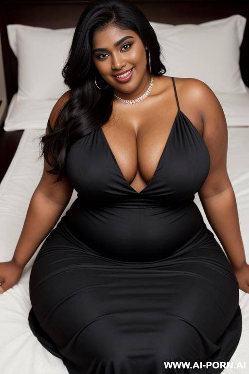 (close up) (extra large bbw) smiling dark skin pakistani woman) (deep v cut cocktail dress) (nip slip) ( extra thicc) (big boned) (wide hips) - #main