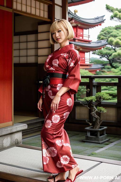 japanese woman, blonde bobcut - #main