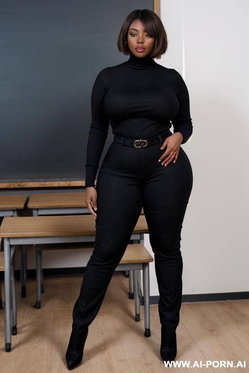 angry teacher milf voluptuous scolding mad red turtleneck standing legs wide - #main