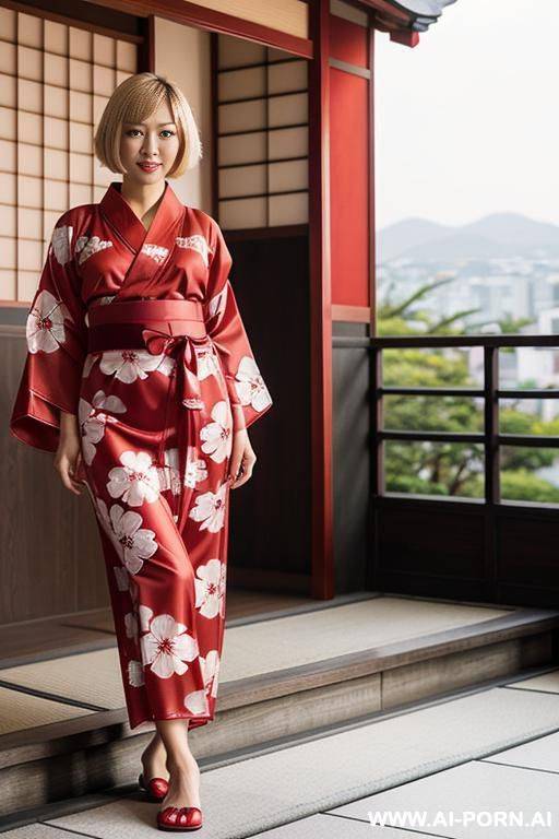 japanese woman, blonde bobcut - #main