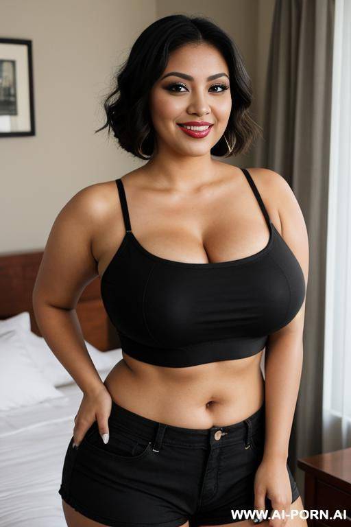 supermodel, mexican, chola, chicana, shorts, wide hips, heavy makeup, extra thicc, chubby, long hair - #main