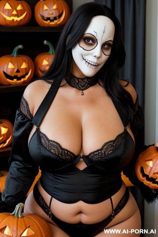 sexy bbw with ghostface halloween mask - #main