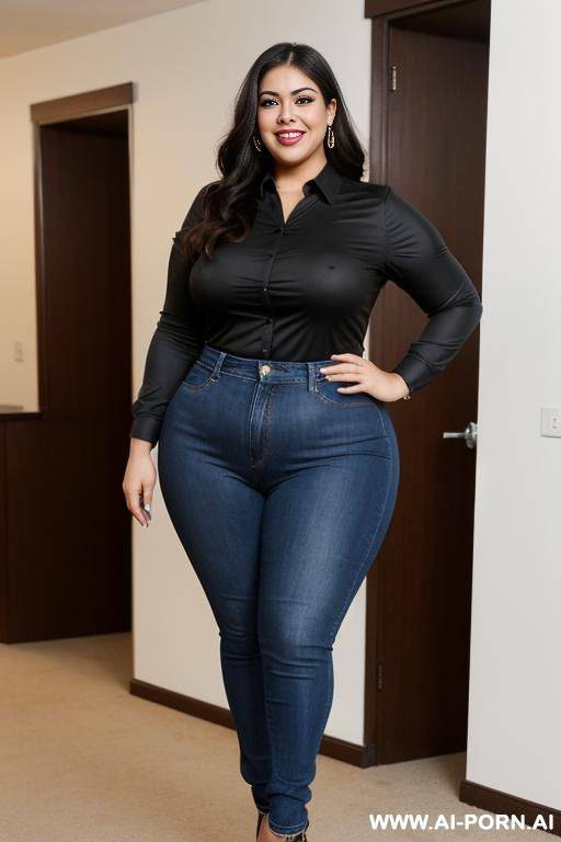 chicana, mexican, gorgeous face, hourglass figure, tight shirt, supermodel, pear shaped, bbw, bottom heavy, massive hips - #main