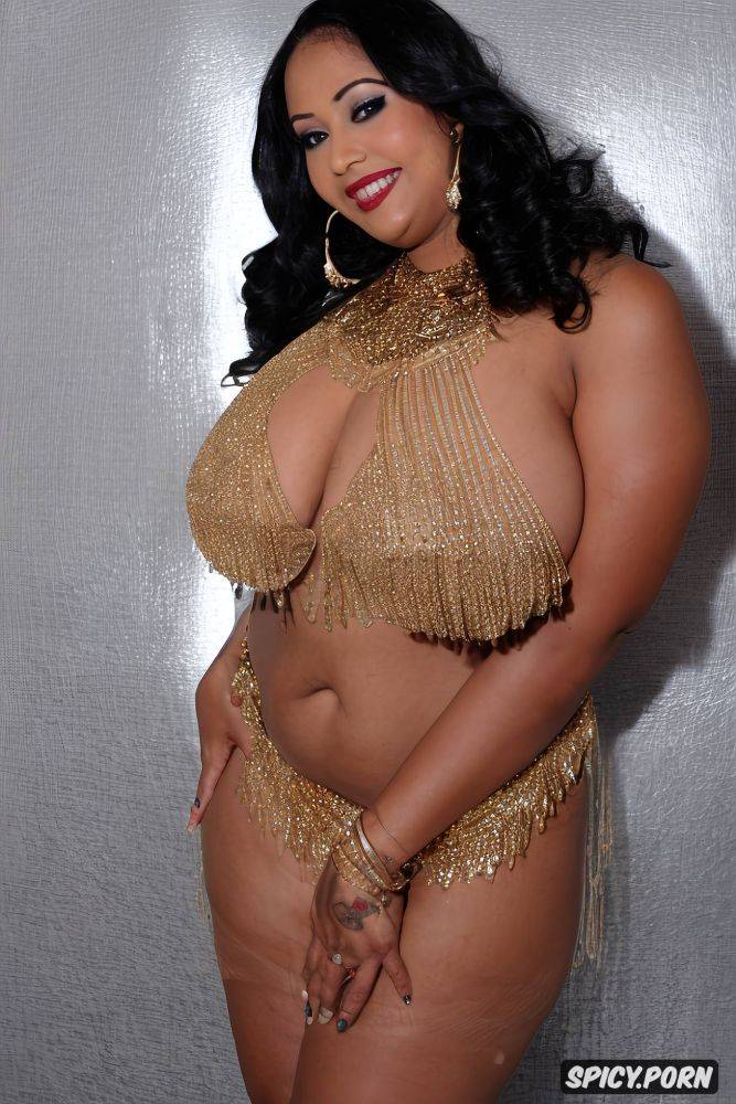 massive breasts, long wavy black hair, color photo, silver and gold jewellery - #main