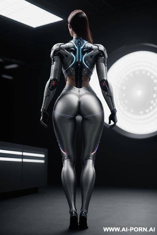 back view, big ass, beautiful cyborg woman, full body standing, grey leggings, highly detailed, ultra-realistic, k, photorealistic, professional digital art, dramatic lighting, cinematic colors, dynamic - #main