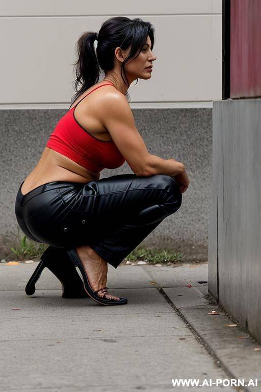 homeless squatting, side-view - #main