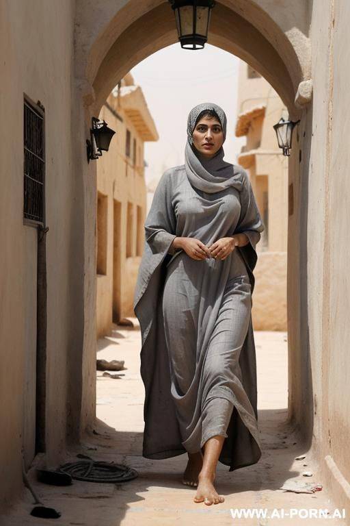 barefoot arabian women wearing grey loincloths working in sewers as convicts - #main