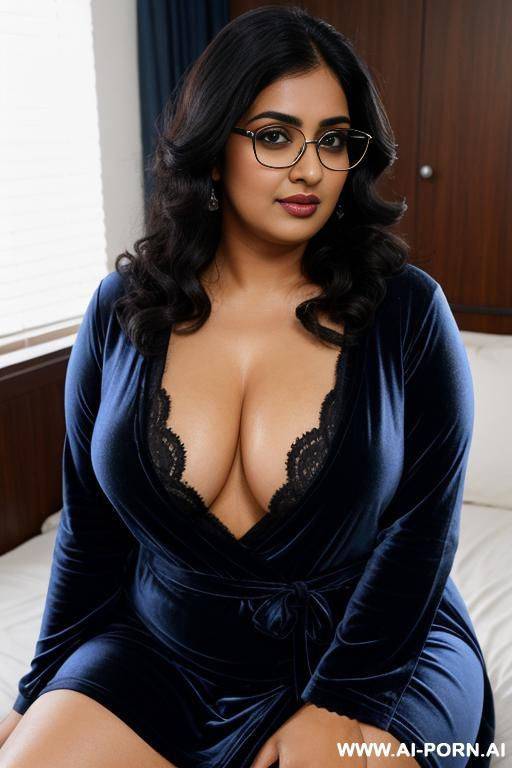 half body photo shot, about at classroom, a obese fat chubby punjabi women, thick punjabi slut wearing bath robe, she has lovehandless and a soft medium tummy, wearing glasses - #main