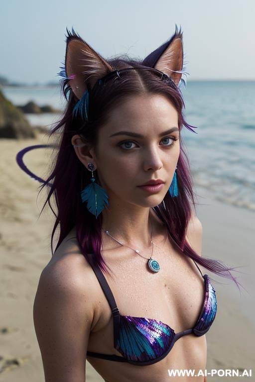 face, sexy, beautiful, ((bikini as seashell)), ((roses)), ((eyes shw)), ((angel wings)), ((real actrice face)), ((slick blueberry burst hair)), ((glitter)), ((long bu hair)), ((heterochromia eyes)), - #main